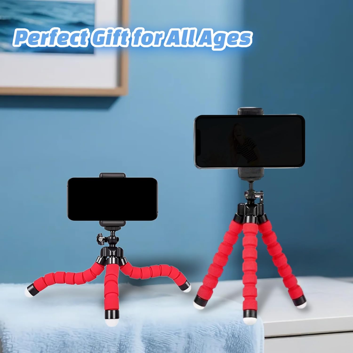 Mini Portable Phone Tripod Stand with Flexible Legs，Suitable for Mobile Phone and Compact Cameras Lightweight Tripod for Desk, Outdoor Vlogging Content Creation (Red)