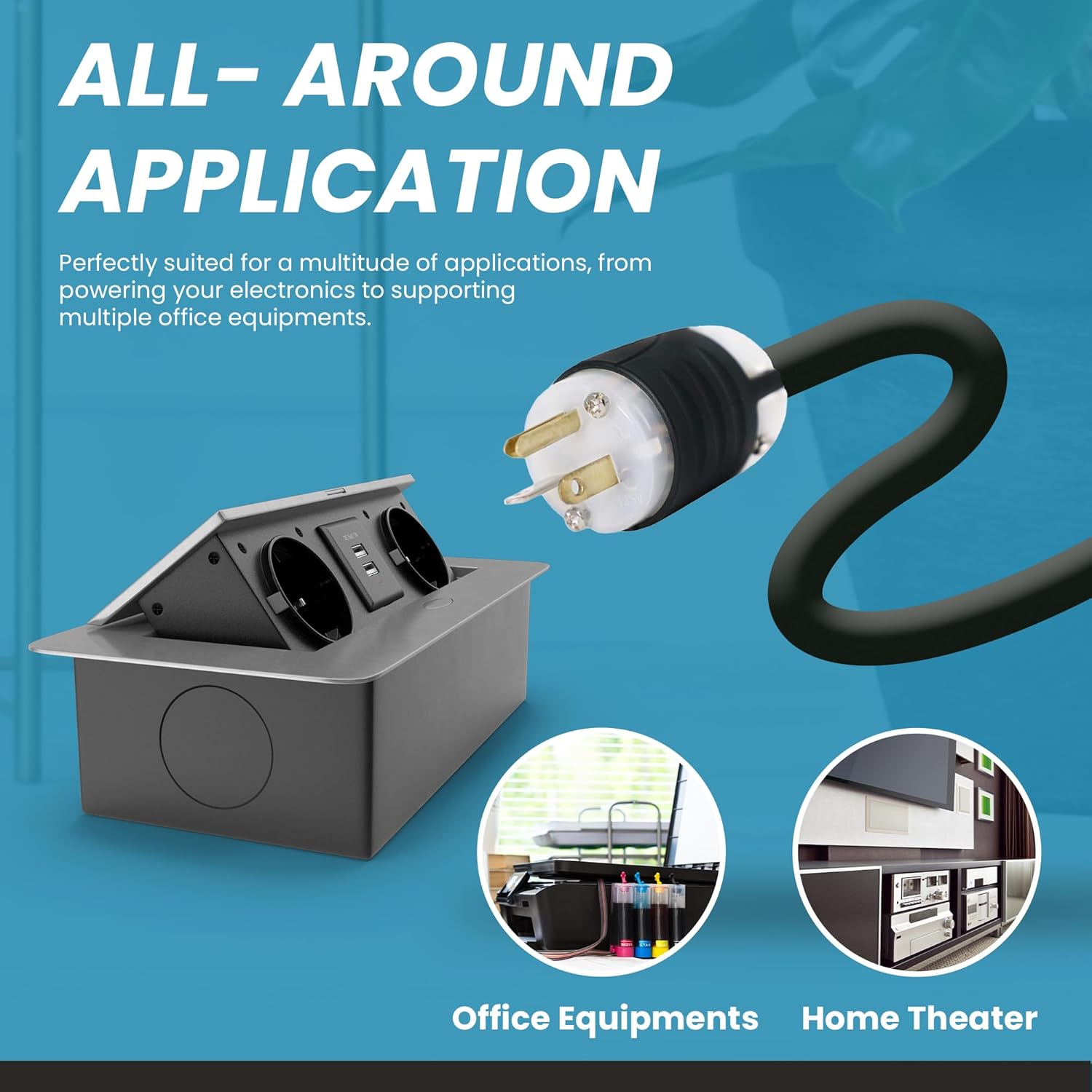 IronBox Electric 5-20P to C19 Power Cords - 20A, 125V, 12/3 SJT - UL Listed Extension Cable Adapter - Power Supply Cables - Heavy Duty Plug and Cord for Computer, PDU, Data Centers & More (1ft, Build)