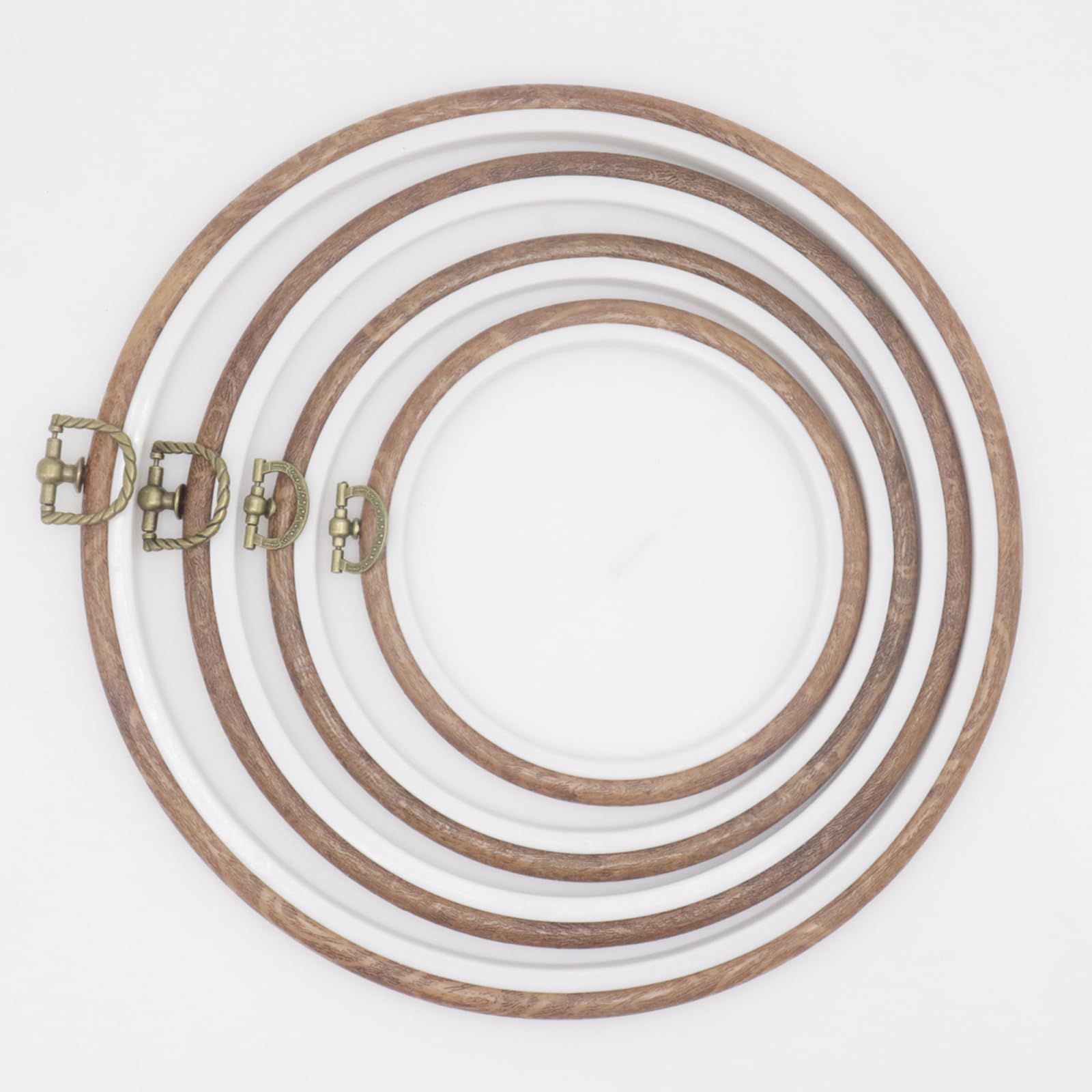 Joyangy 5 aros de bordado de 10 pulgadas, aros redondos de imitación de madera de punto de cruz para manualidades, costura, kits de marco circular para bordar, prácticos adornos de bricolaje