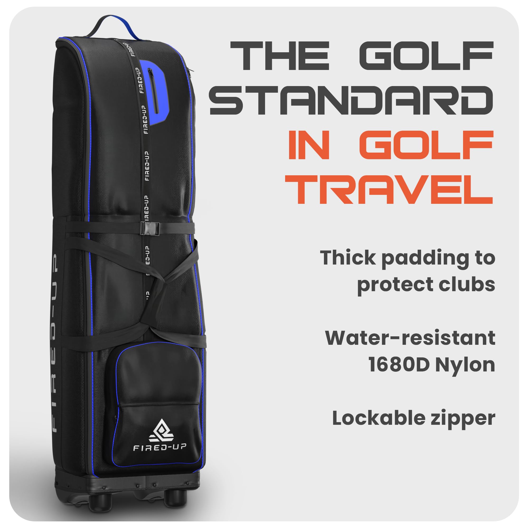 Borsa da viaggio da golf con ruote in nylon 1680D pieghevole per compagnie aeree