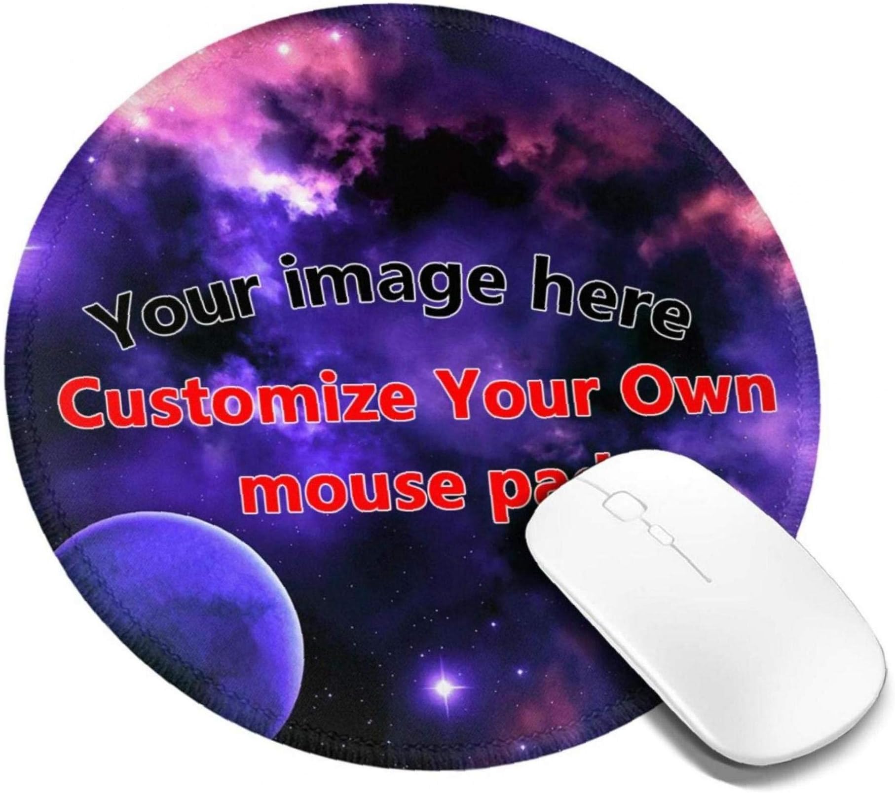 Mouse Pad Custom Personalized Photo Picture & Text Non-Slip Rubber Base Mousepad Round Shape Mouse Mat for Office Supplies & Gaming Computer Desk Accessories 7.9 x 7.9 inch