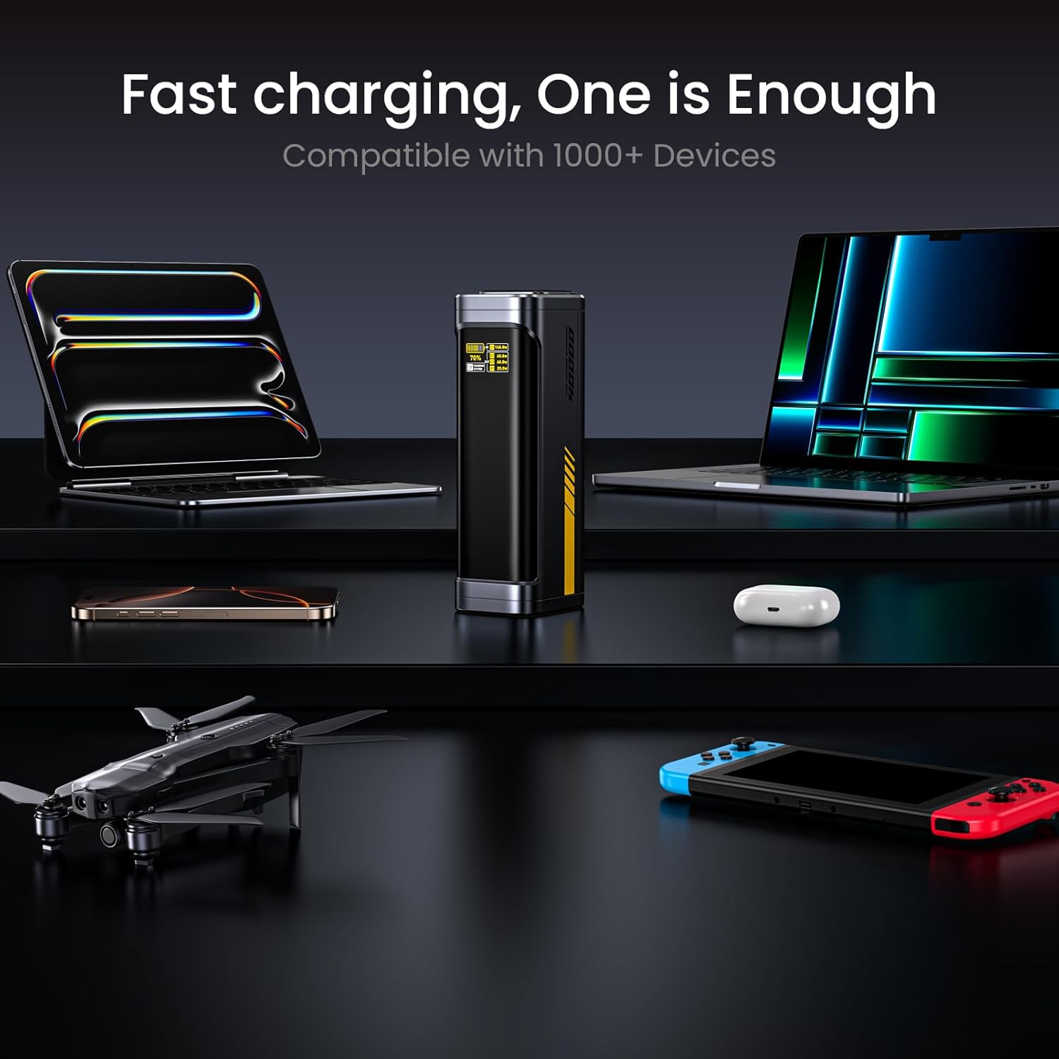 AOHI 140W PD3.1 Laptop Power Bank 40000mAh Fast Charging Station, The Future Starship 2 in 1 Camping Large Portable Charger for MacBook Pro/Air, iPad Pro, iPhone 16 Pro Max,Galaxy,Steam Deck, Grey - Image 8