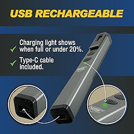 Streetwise Hot Rod Pain Pen Dual Light Stun Gun - 6.5 Stun Gun Pen with USB Rechargeable, Dual Flashlights (LED & COB), Built-in Magnet for Auto Safety, Self Defense Tool for Women and Men, Gray