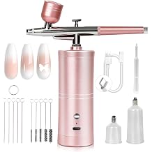 SAVILAND Salon-Grade Airbrush Kit 25 PSI Super-Stable, Rechargeable Nail Art Machine with 0.3mm Nozzle & Dual Modes - Professional Tool for Gel Nails, Ombre & French Manicure at Home Pink