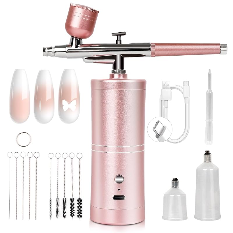 Aerógrafo SAVILAND para unhas, pressão de 25 PSI, rosa