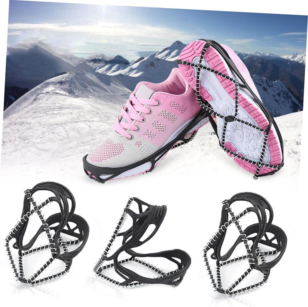 Generic 1 Pair Ice Crampons Ice Boot Hiking Shoe Snow Clamps for Boots Cleats Snow Ice Safety Shoes Ice Climbing Traction Cleats for Fishing Winter Grips Skiing Accessories Ice Cleats