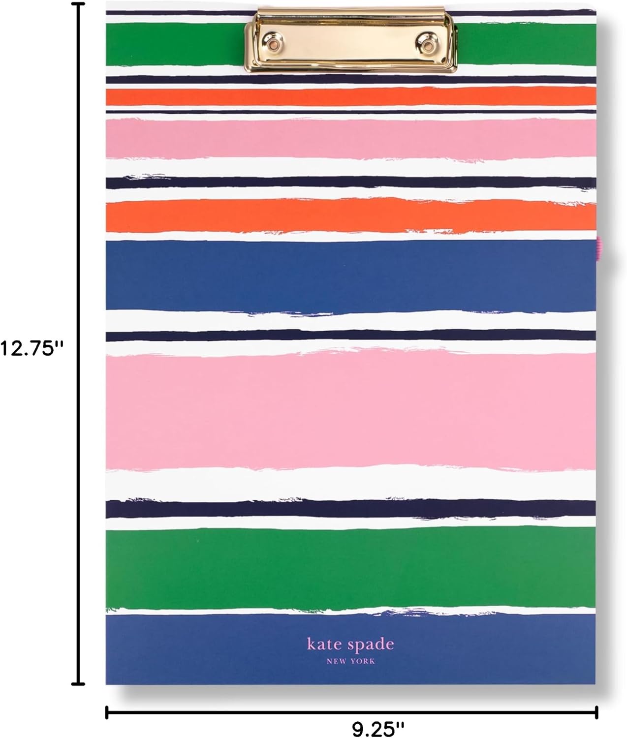 kate spade new york A4 Clipboard Folio with Low Profile Clip, Professional Padfolio Includes Lined Notepad, Pen Loop, and Pocket, Ocean Stripe