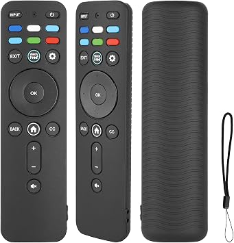 Silicone Remote Control Case Compatible with VIZIO XRT260 TV Remote Shockproof Protective Shell Cover with a Lanyard Black