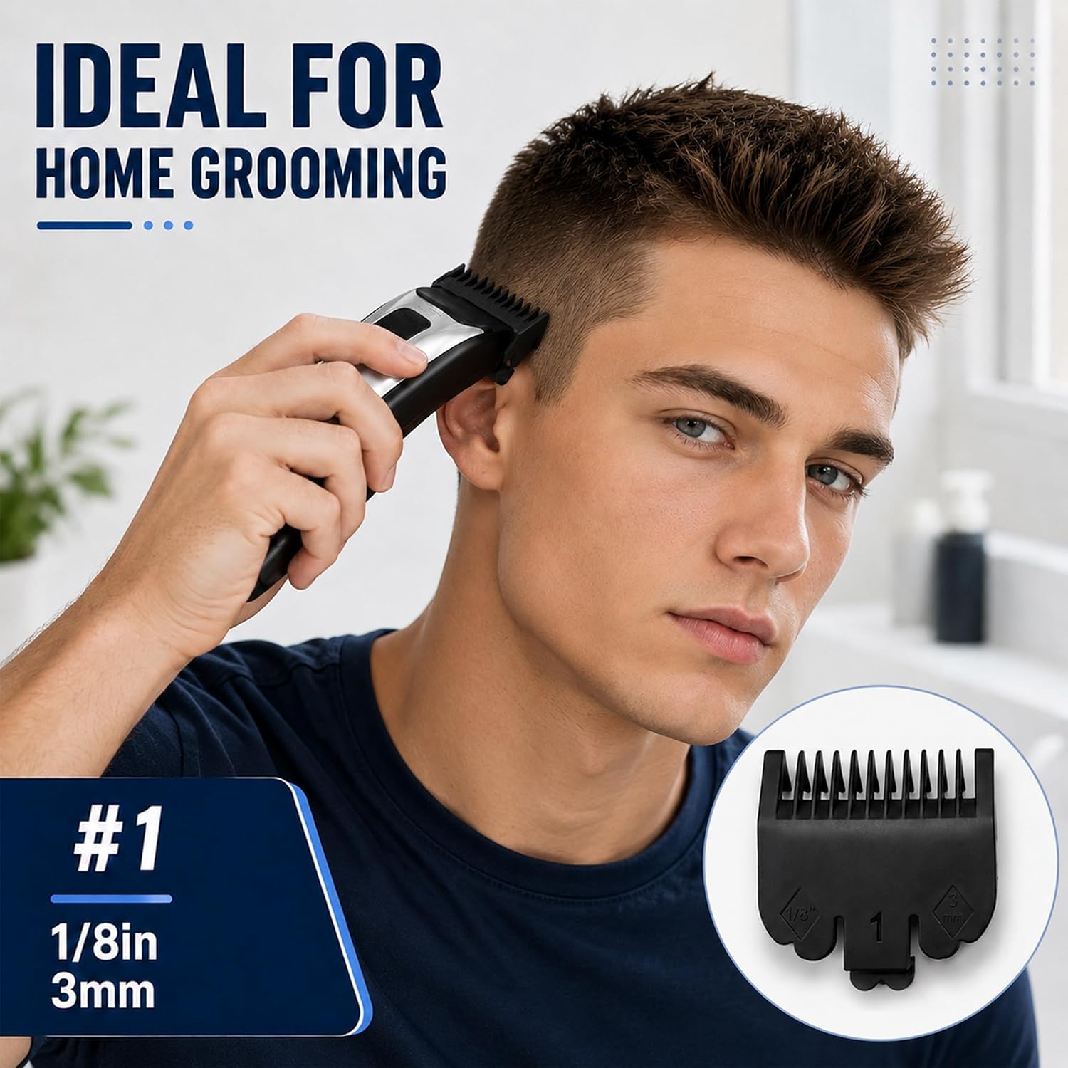 3-Piece Hair Clipper Guards Replacement Set, Multi-Size Fade Kit with Secure Snap-On for Seamless Length Transition, Scratch-Free Trimmer Guides for Men Home Haircut, 1.5mm, 3mm, 4.5mm, Black
