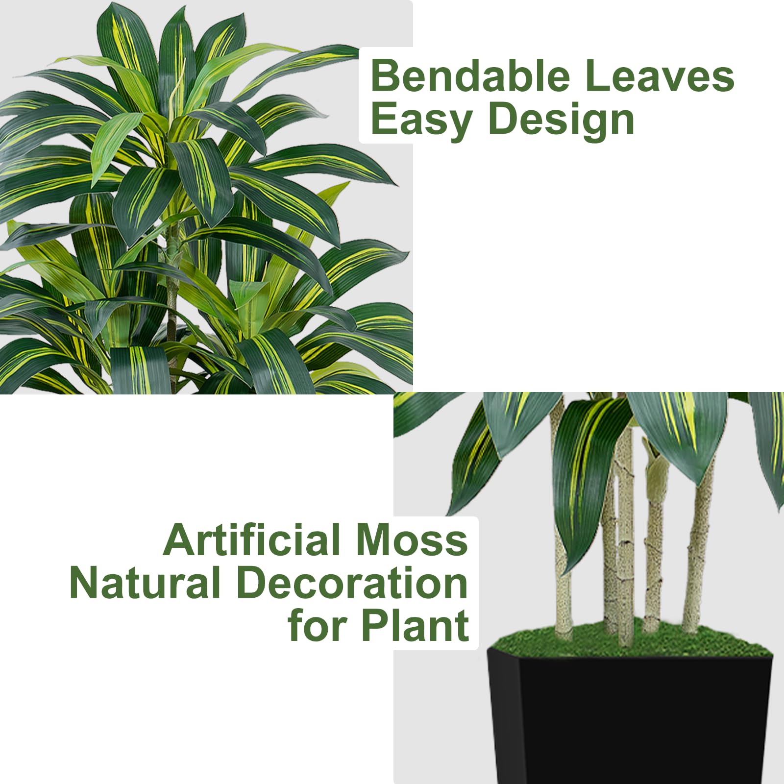 Arbol Artificial Dracaena con Pot Negro,150cm Planta Artificial Interior Alta y 105 Hojas,Árbol Artificial para Interior Exterior Oficina Dormitorios Salón Decoración Moderna