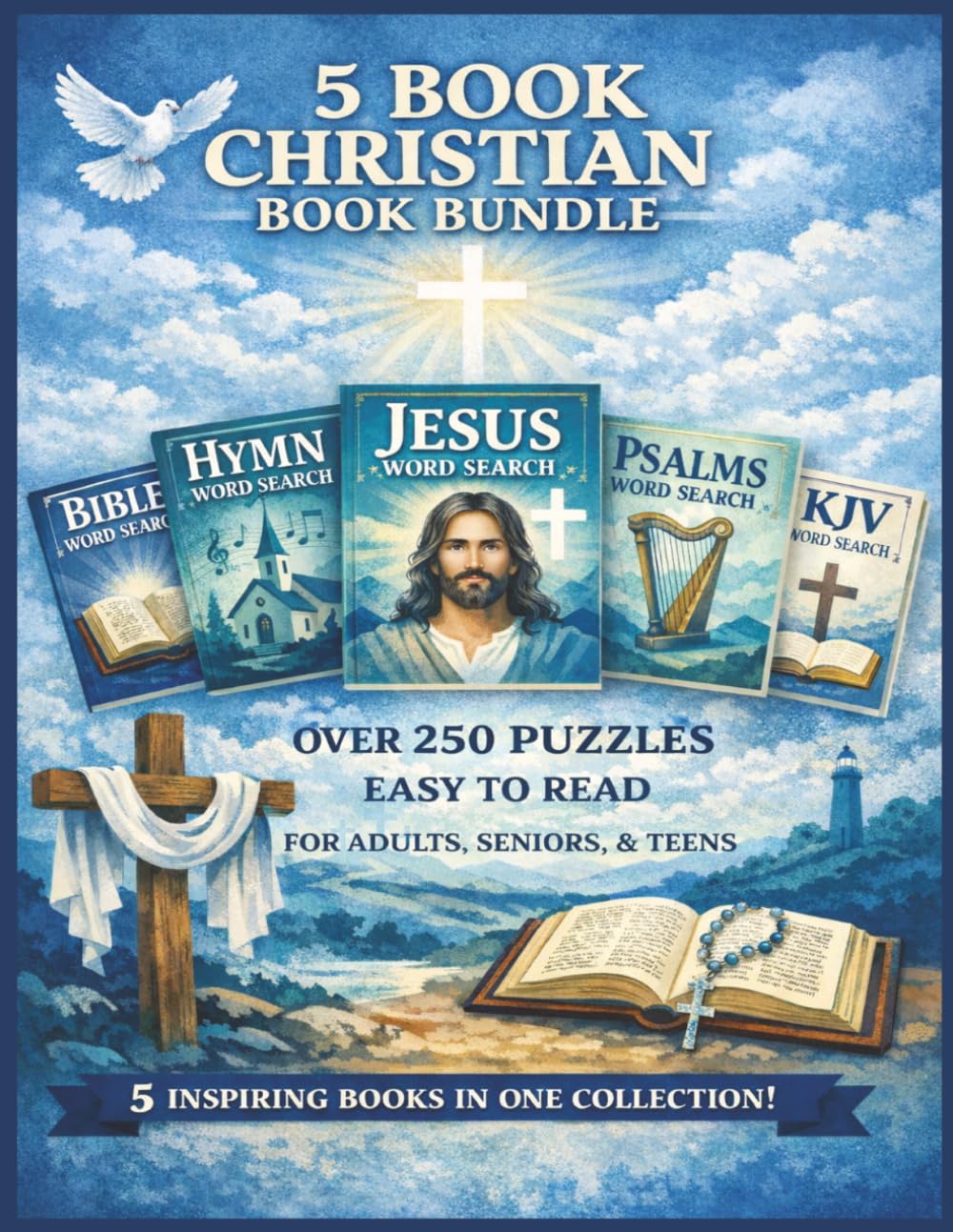 Christian Word Search Bundle: 5 categories of Christian word seach topics combined in a single book – Word Search Puzzles for Adults, Seniors, and Teens