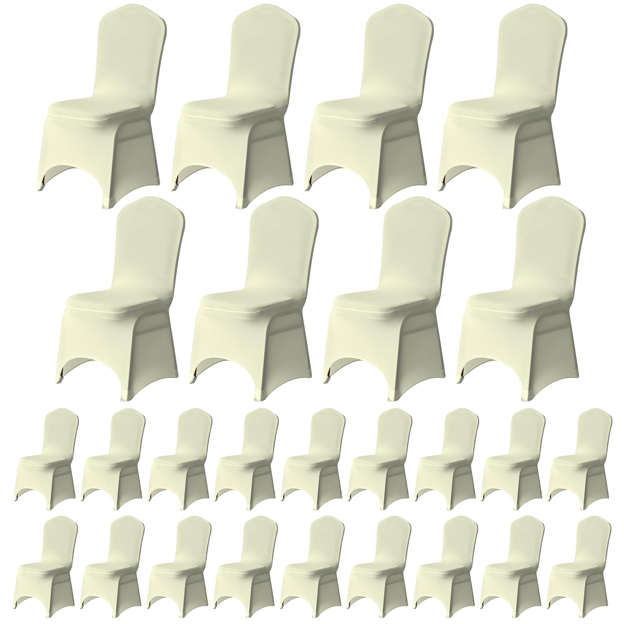 Trimming Shop Spandex Chair Bands with Slider Buckle – Stretchy Elastic Chair Sashes for Weddings, Parties, Ceremony, Banquet & Reception Decorations, Ivory, 100pcs — image 1