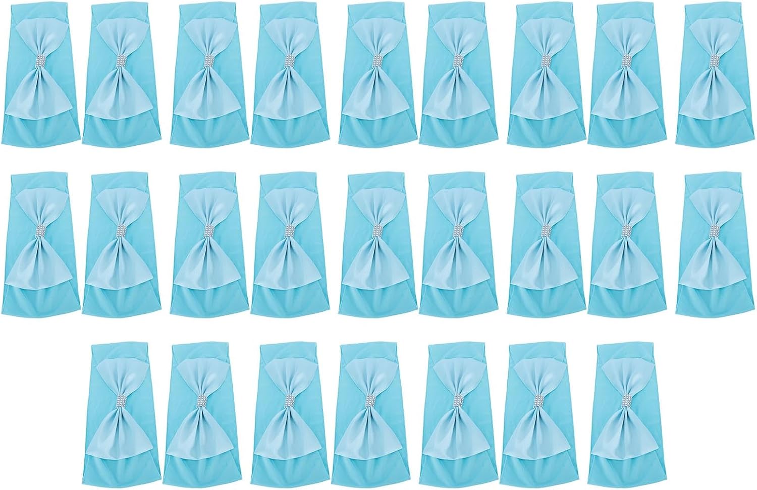 Fockety Chair Sashes Bows Stretch, 25Pcs Chair Cover Bands Chair Cover Bands Stretch Chair Ties Bows for Wedding Party Ceremony Reception Banquet Decoration (Blue)