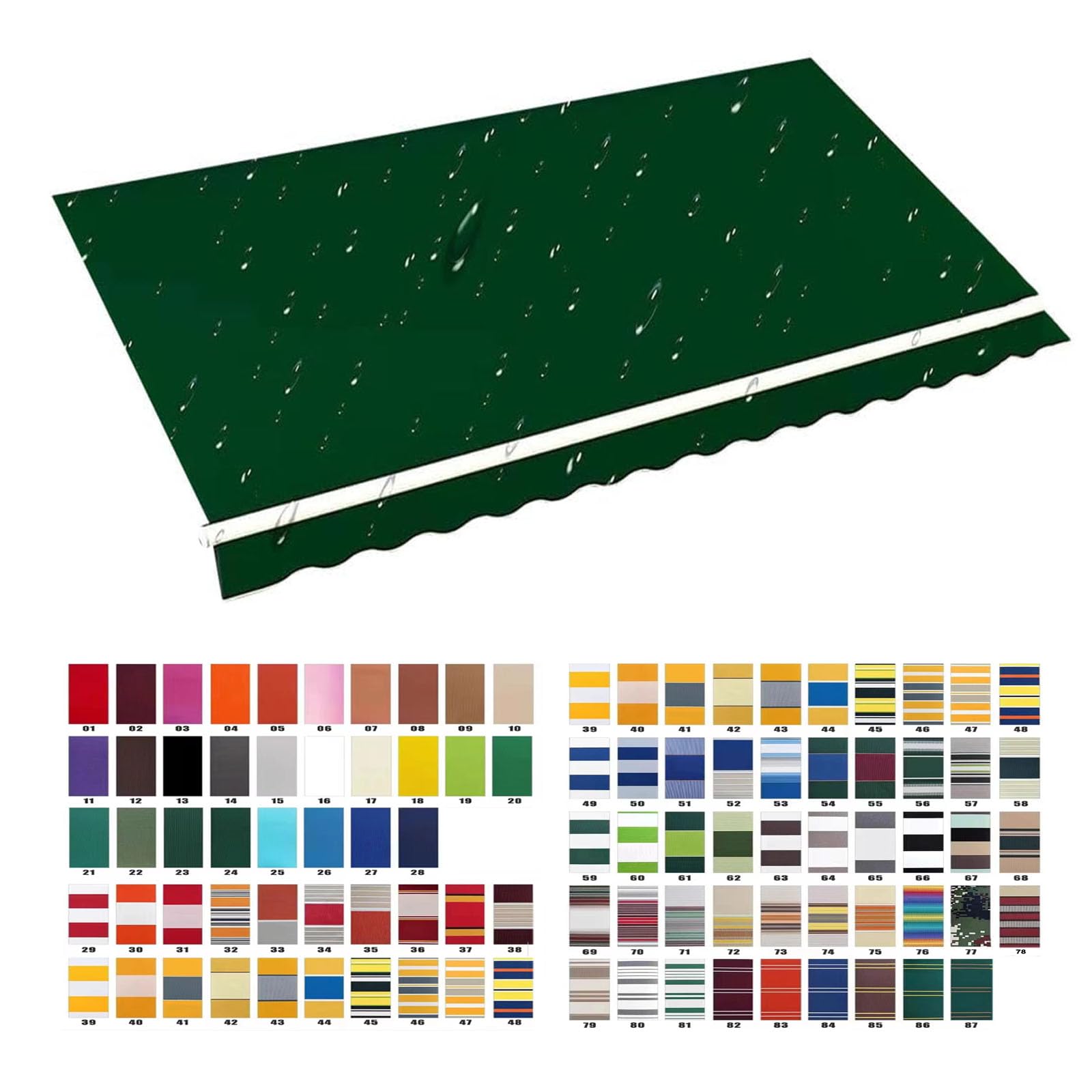 Lona de repuesto retráctil para toldo de patio exterior verde 6x3.5m
