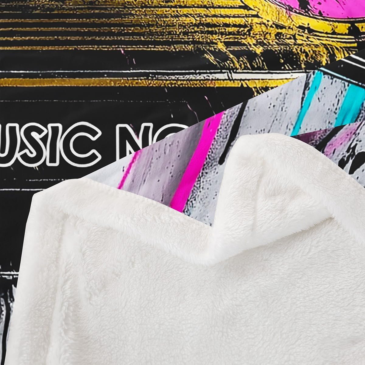 Feelyou Music Sherpa Blanket Plush Fuzzy Cassette Tape Music Fleece Throw Blanket Boys Girls Retro Trendy for Bed Couch Chair Living Room Bedroom Decor Twin 60"x80" image 3