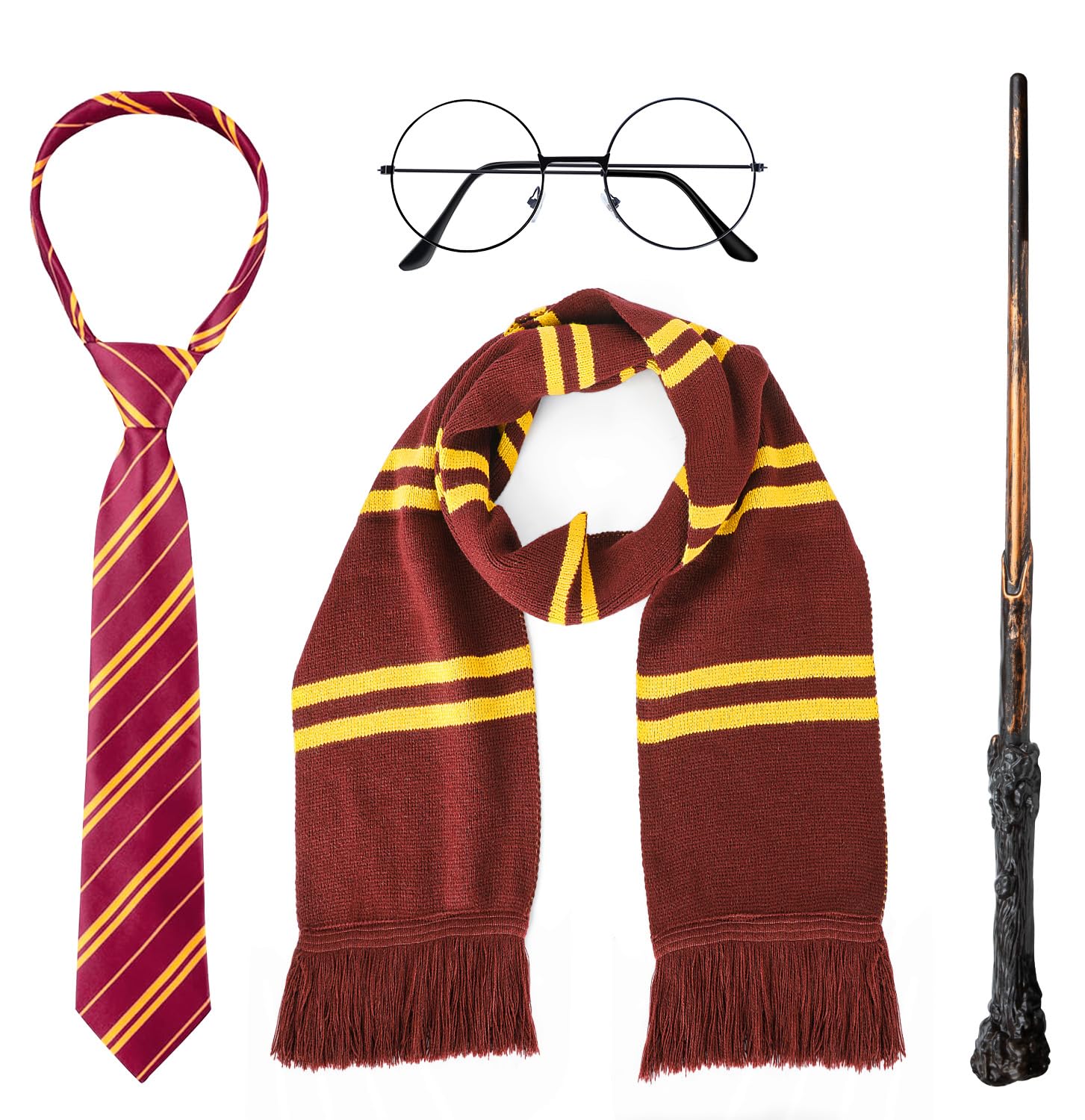 Halloween Costume Accessories Set with Tie, Scarf, Glasses and Wand for Kids Boys Adults Girls Halloween Cosplay Dress-up Party