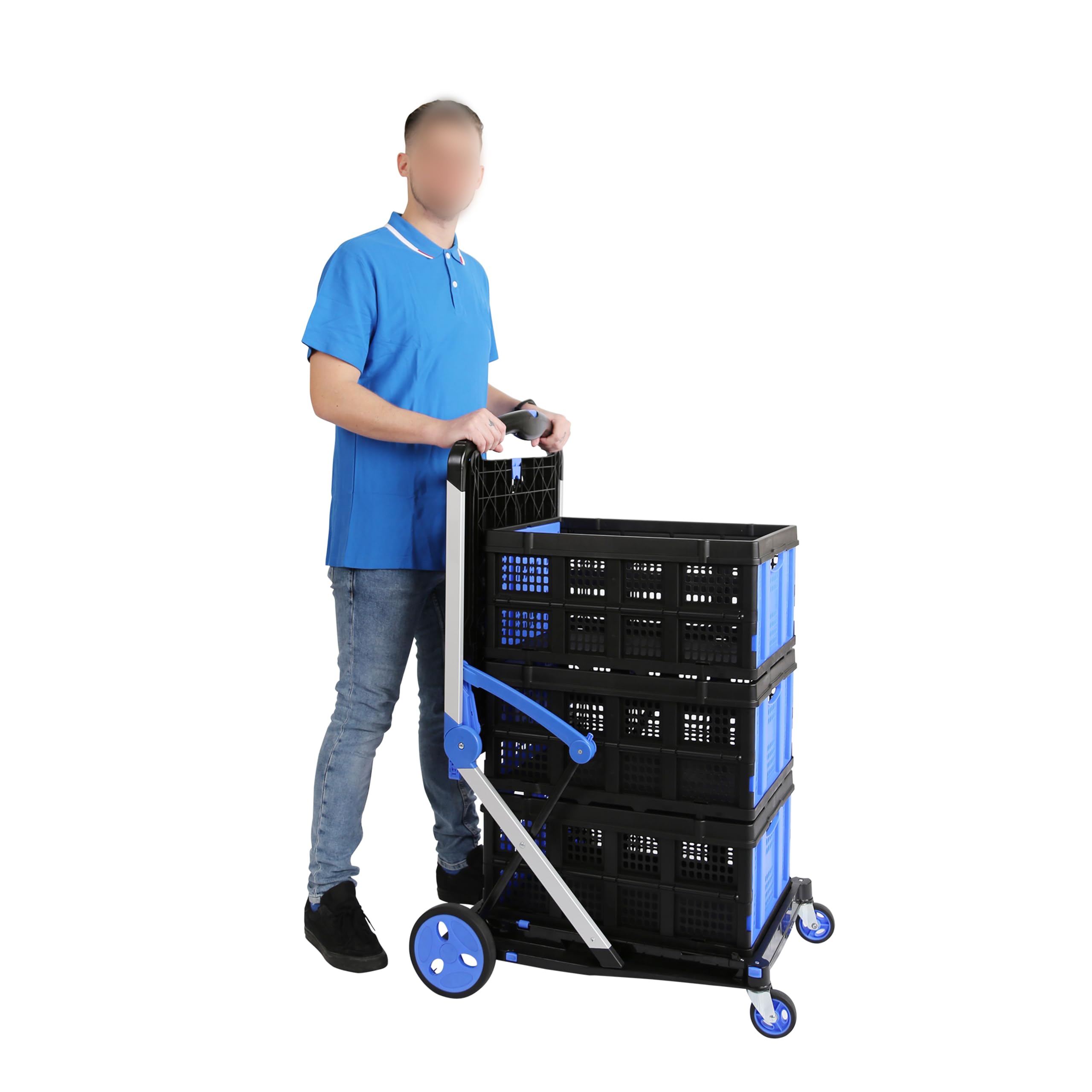 Chariot Repliable Porte bac - 800X610 X ht 1060mm alu + PP