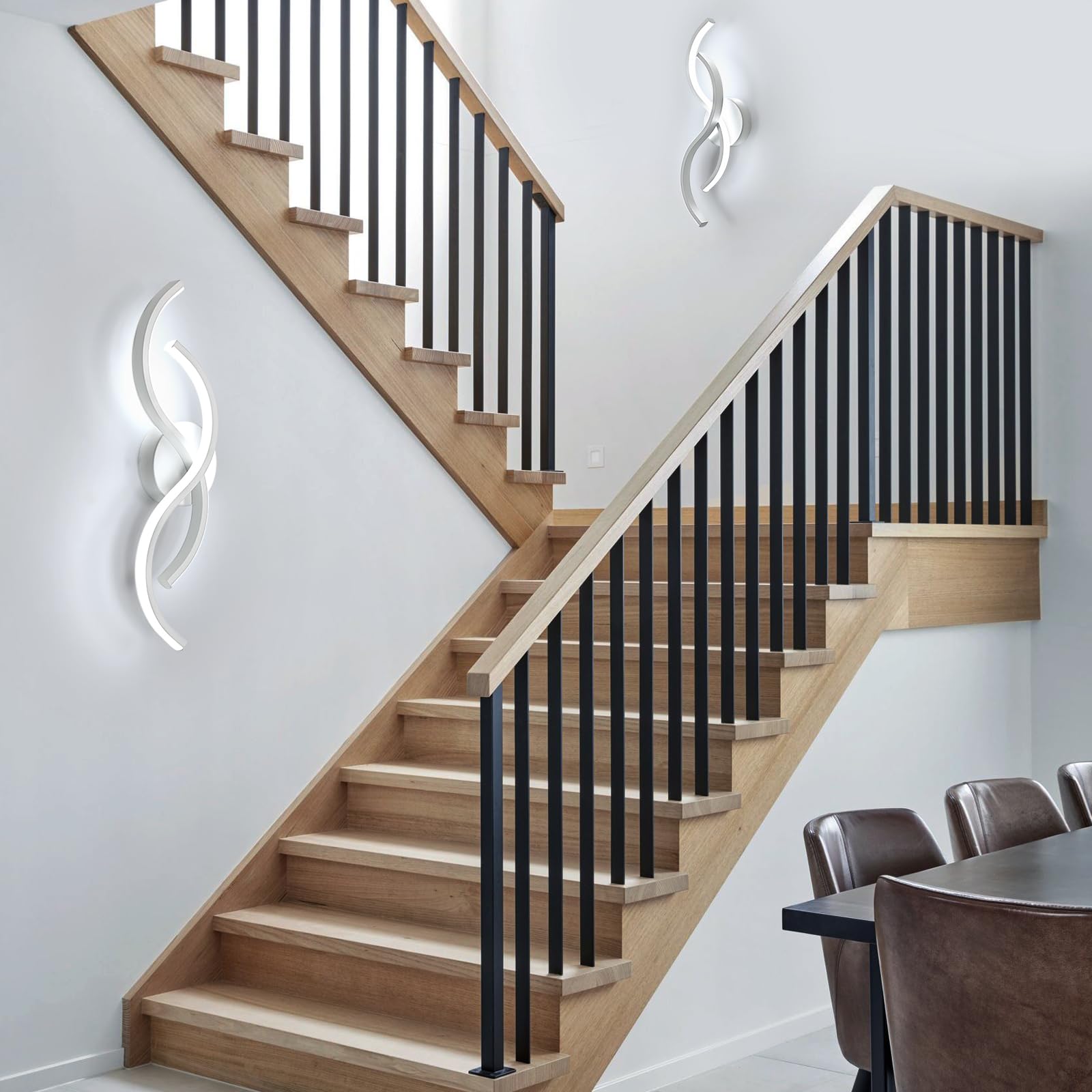 LED Lámpara de Pared Interior 42CM, Blanco Frío 6500K, 15W, Blanco | LED Aplique de Pared 15W 1687LM, Moderno Iluminación Interior Diseño Curvo para Dormitorio Sala de Estar Escaleras Pasillo