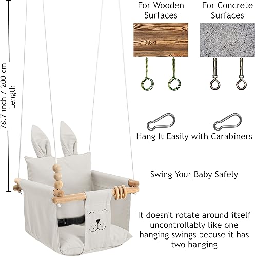 Miniatura 8 de Mass Lumber Columpio de lona para bebés para interiores y exteriores para niños de 1 a 3 años en la puerta columpio infantil al aire libre de 6