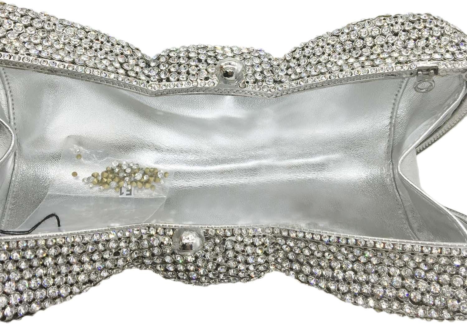 Novelty Small Bow Crystal Clutch Bag,Women Designer Evening Handbags,Bridal Party Rhinestone Clutch Purse Prom Bag