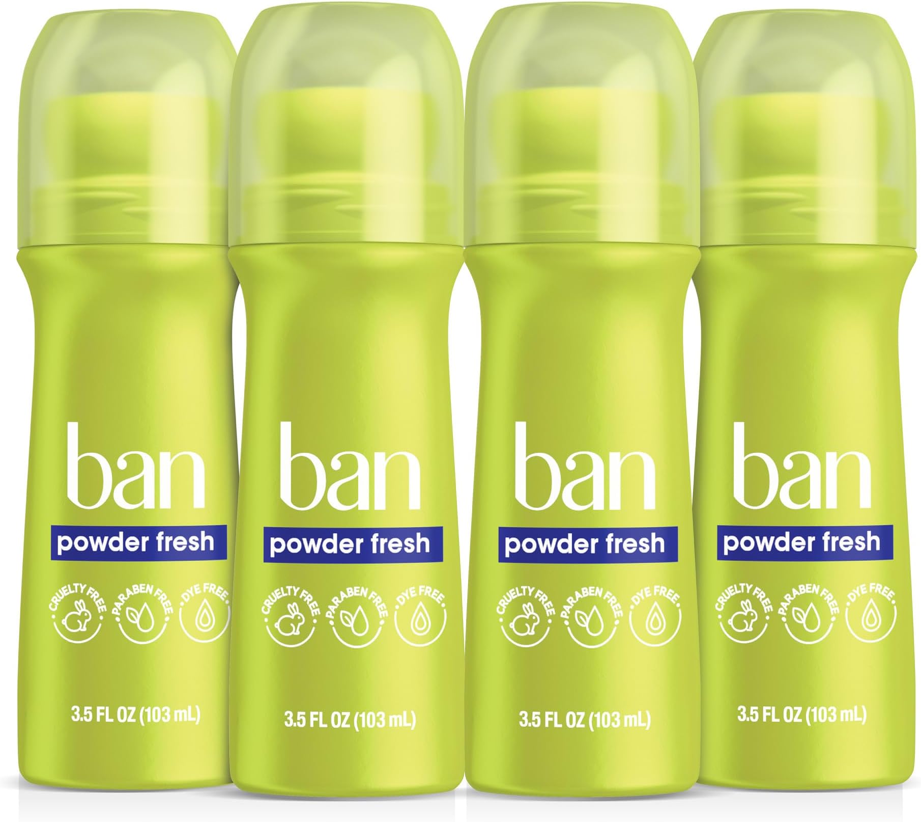 Invisible Roll-on Antiperspirant Deodorant for Women and Men, 24-hour Underarm Odor & Sweat Protection, Powder Fresh, 3.5 Oz, Pack of 4