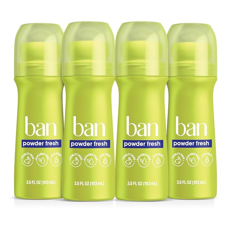 Desodorante antitranspirante roll-on Ban Invisible Powder Fresh, 4 unidades
