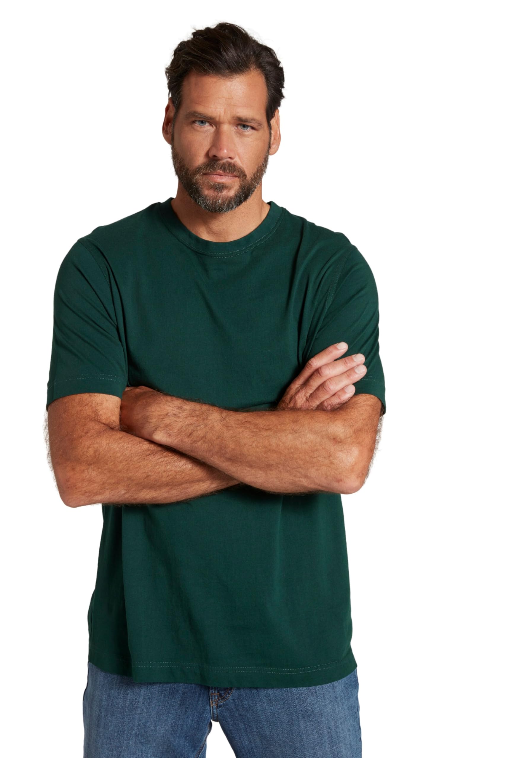 JP 1880 Menswear Big & Tall Plus Size L-8XL Everyday Crew Neck T-Shirt Dark Green 8XL 702558 40-8XL