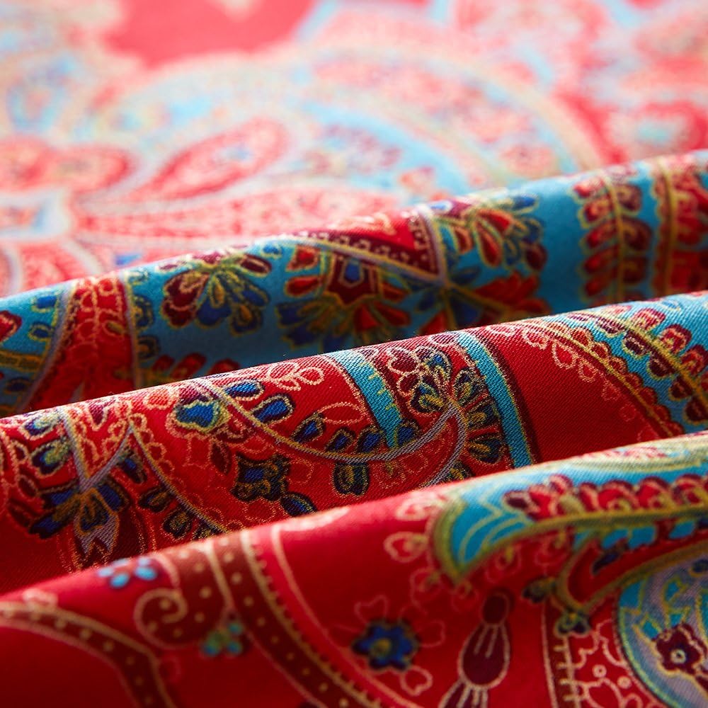 mixinni Red Paisley Comforter Sets Queen Size Bed Shabby Chic Print Comforter All Season 3 Pieces 1 Fluffy Soft Comforter with 2 Pillow Shams-Queen Size - Image 5