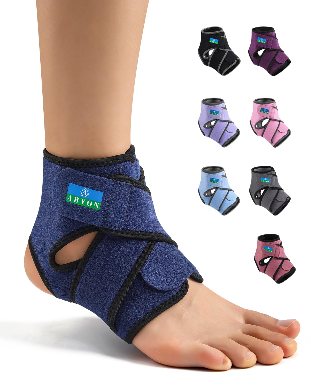 ABYON Neopren Knöchelbandage für Damen und Herren, Atmungsaktive Sprunggelenkbandage S/M/L mit Figure-8-Gurten für Basketball, Verstauchungen, Arthritis und Sehnenentzündung