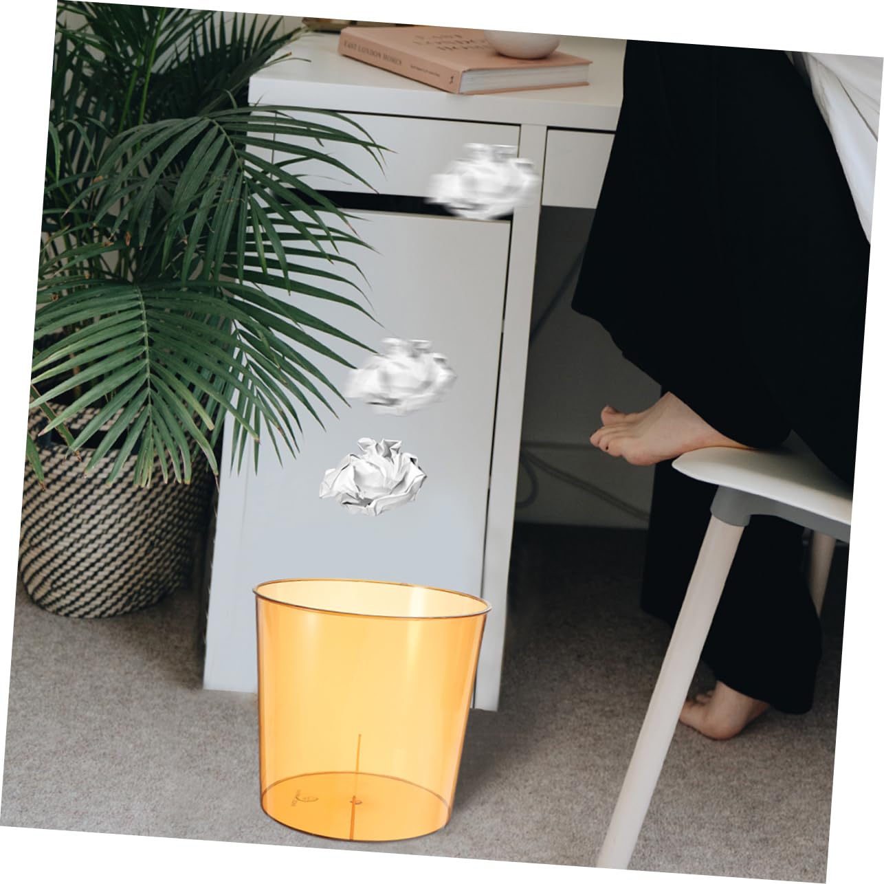 NUOBESTY 2pcs Ultra-Thin Plastic Trash Bins Decorative Pet Material Garbage Bins Space-Saving for Home Office Bedroom Easy to Clean