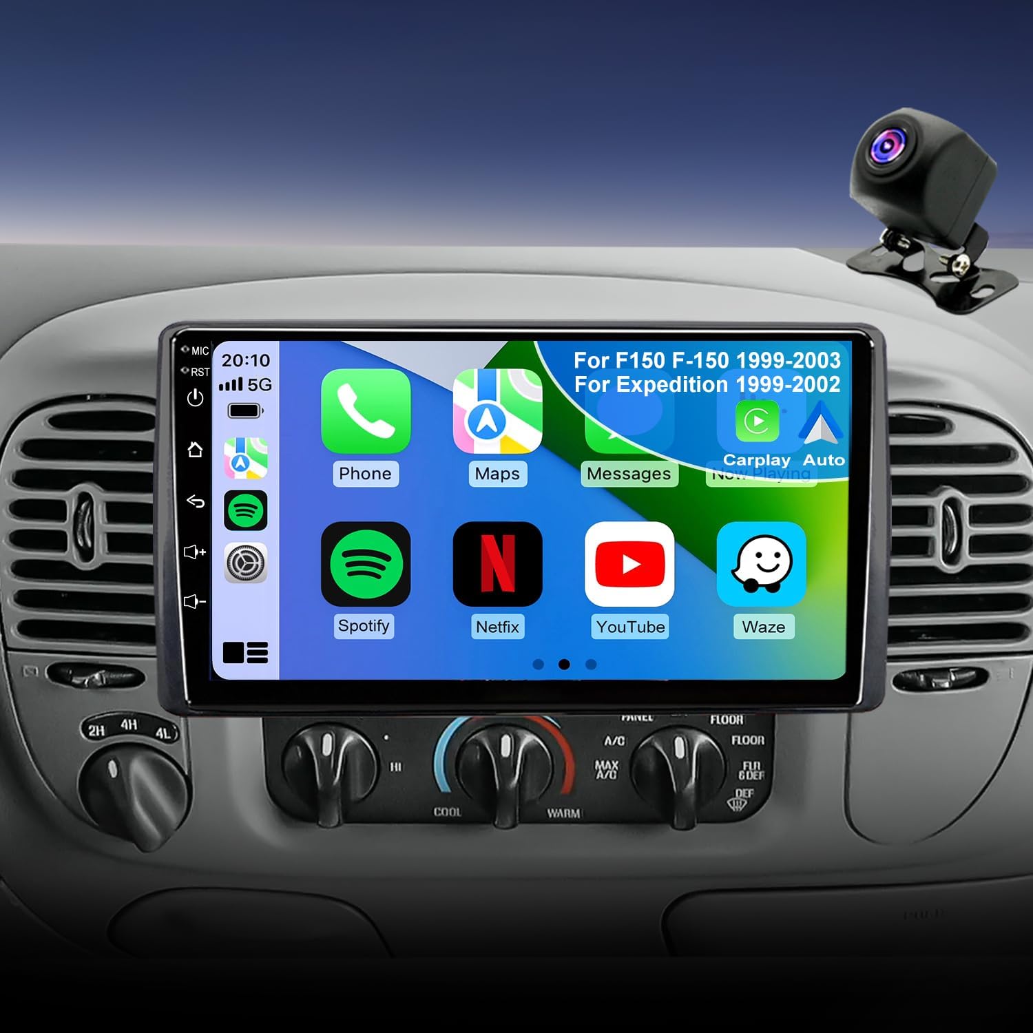 64G Android 13 Upgrade Car Radio for Ford F150 F-150 1999-2003, Expedition 1999-2002 Car Stereo, 9inch Touch Screen Apple CarPlay Android Auto GPS Bluetooth FM Backup Camera 5GWiFi