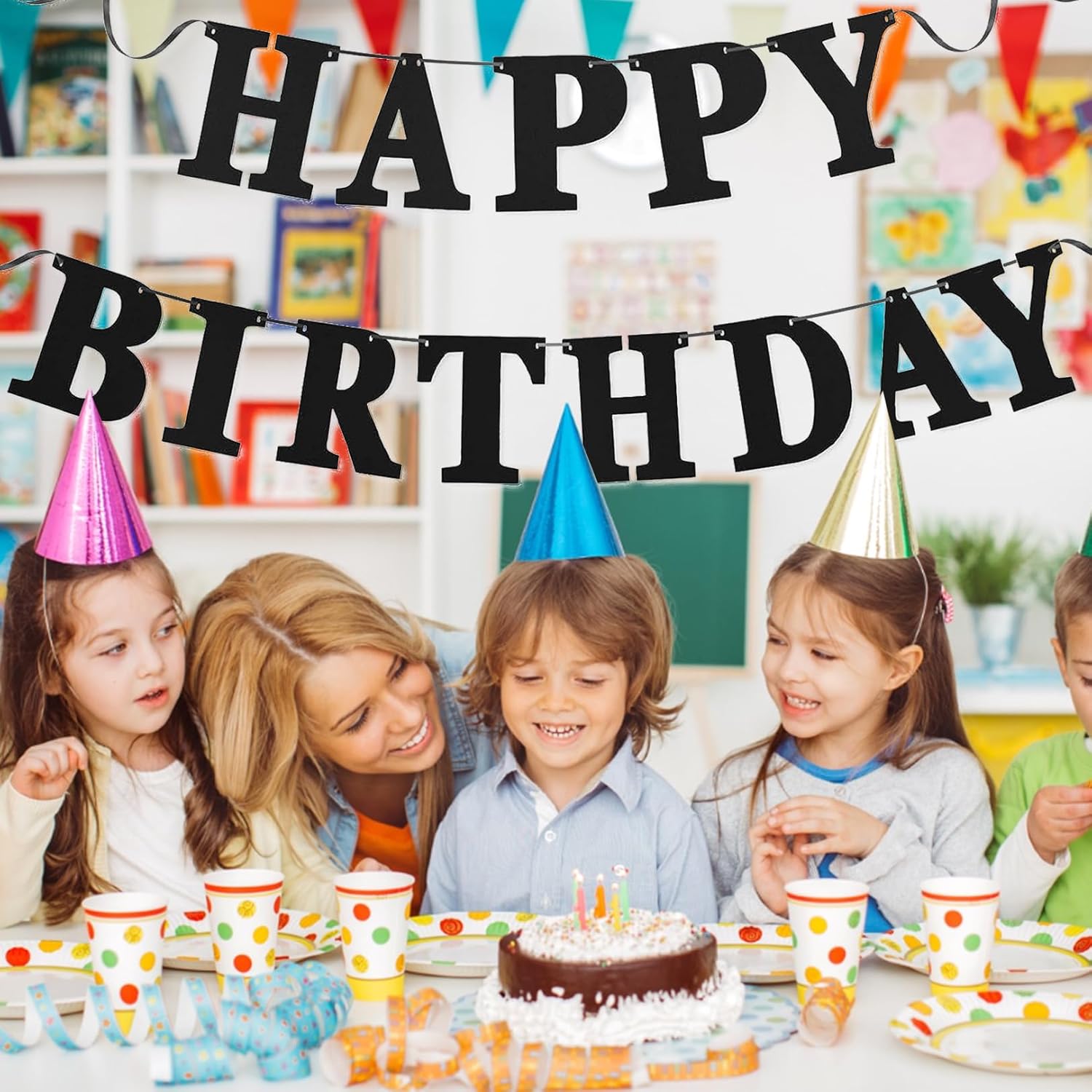 1pcs Happy Birthday Banner, Glitter Black Birthday Decoration Party Supplies, Shiny Birthday Banner Party Decorations for Home or Garden Birthday Party Bunting (Black)