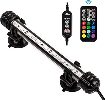 7.5" Timer Color Changing LED Fish Tank Aquarium Submersible Light with Remote/Colored Aquarium LED Tank Lights Fixture for Underwater Decorations, Plant Grow, Saltwater Freshwater Fish, KT6007