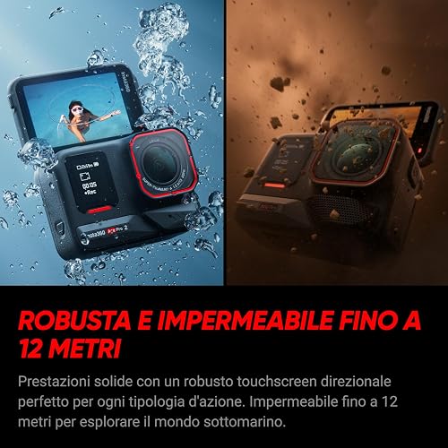 Insta360 Ace Pro 2 Pack Vlog - Action Cam Impermeabile in 8K co-ingegnerizzata con Leica, sensore 1/1.3",doppio chip IA, superba in bassa luce,touchscreen direzionale ed Editing IA per Vlog. - 9