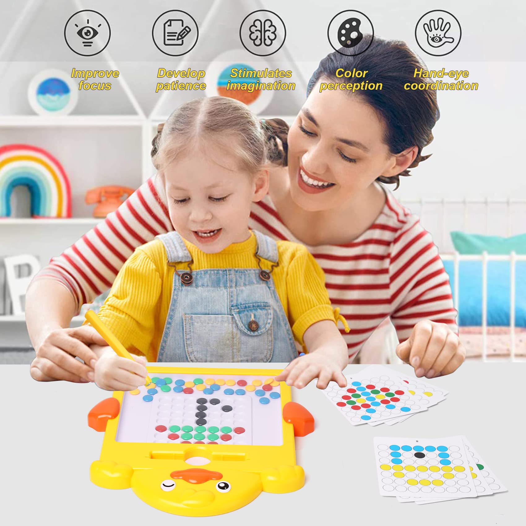 Planche à Dessin Magnétique Avec Perles Et Stylo – Jouet éducatif Pour Tout-petits, Développe Créativité Et Motricité