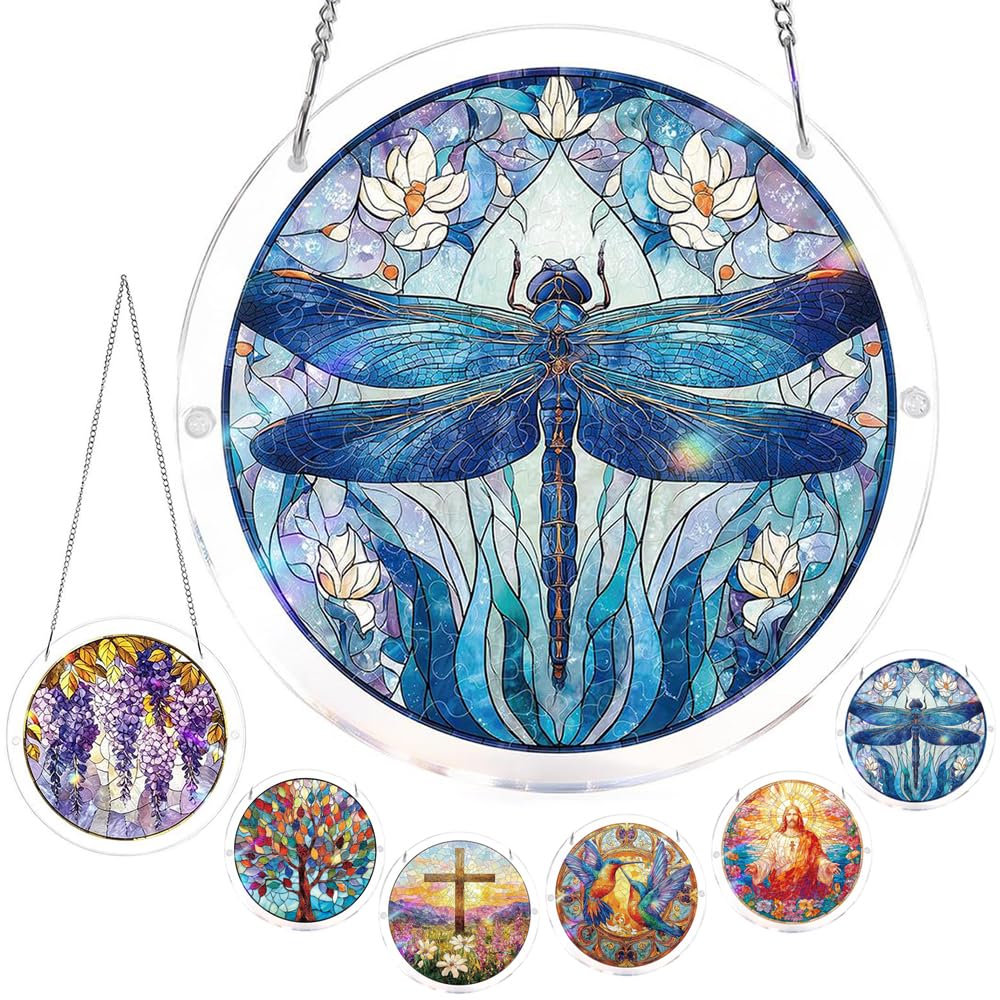 Acrylic Puzzles Suncatcher Window Hanging, Acrylic Puzzle for Adult, 83 Pieces Acrylics Jigsaw Puzzle Suncatcher, Colorful Flame Hummingbird Sun Catchers Window Hanging Panel (Style F) — view 21