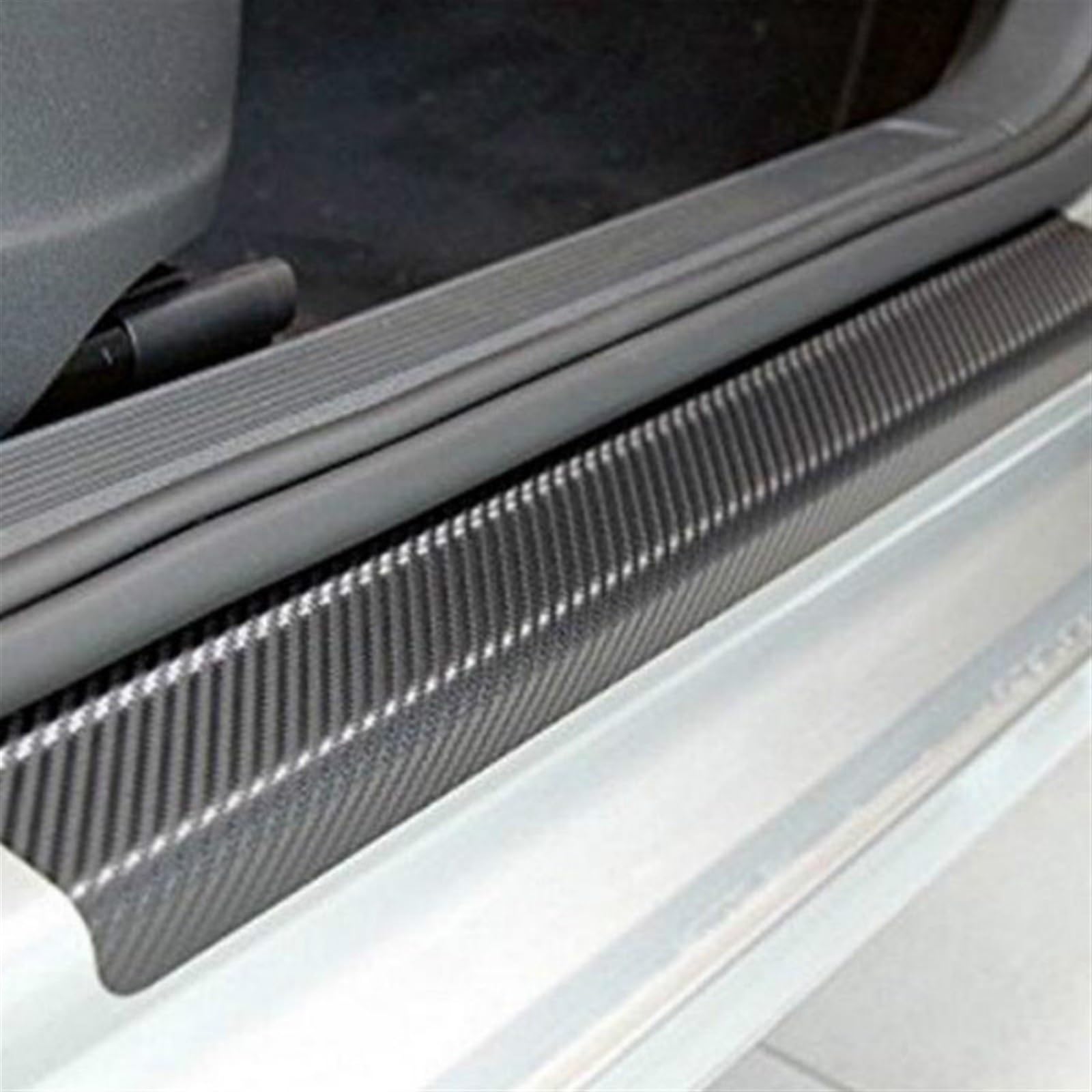 Tira Protectora de Parachoques 4 Pegatinas para Puerta de Coche 60 cm x 6,8, universales, antiarañazos, Fibra Carbono
