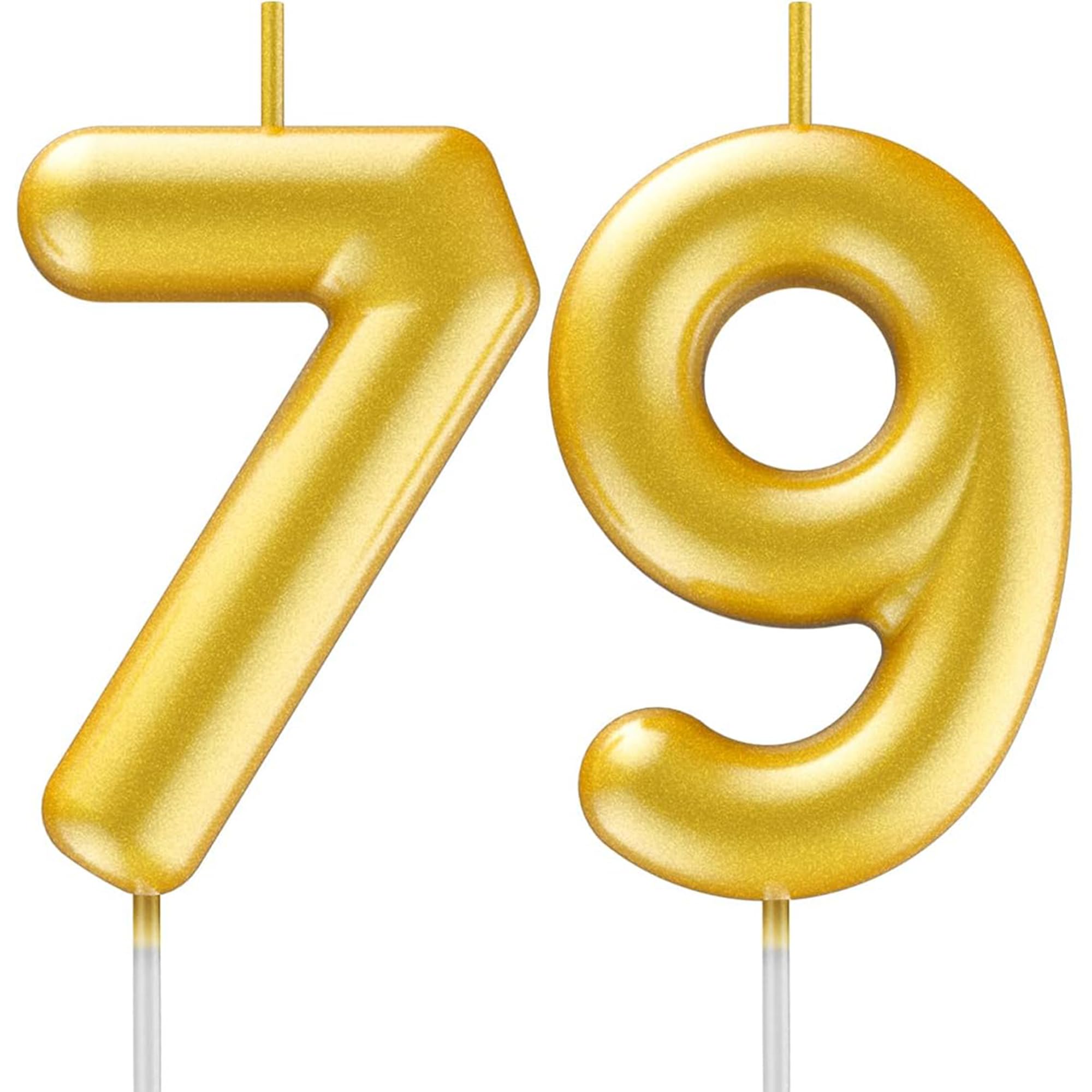 Toyventures Gold79 Gold Number Candle Happy Birthday 3D Number Candles For Birthday Cake Party Decoration Wedding Anniversary Celebration Supplies