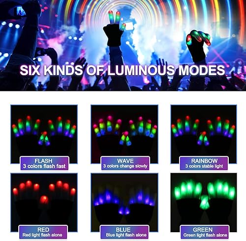 Miniatura 4 de Guantes con luces LED en los dedos para niños, divertidos, para regalo.