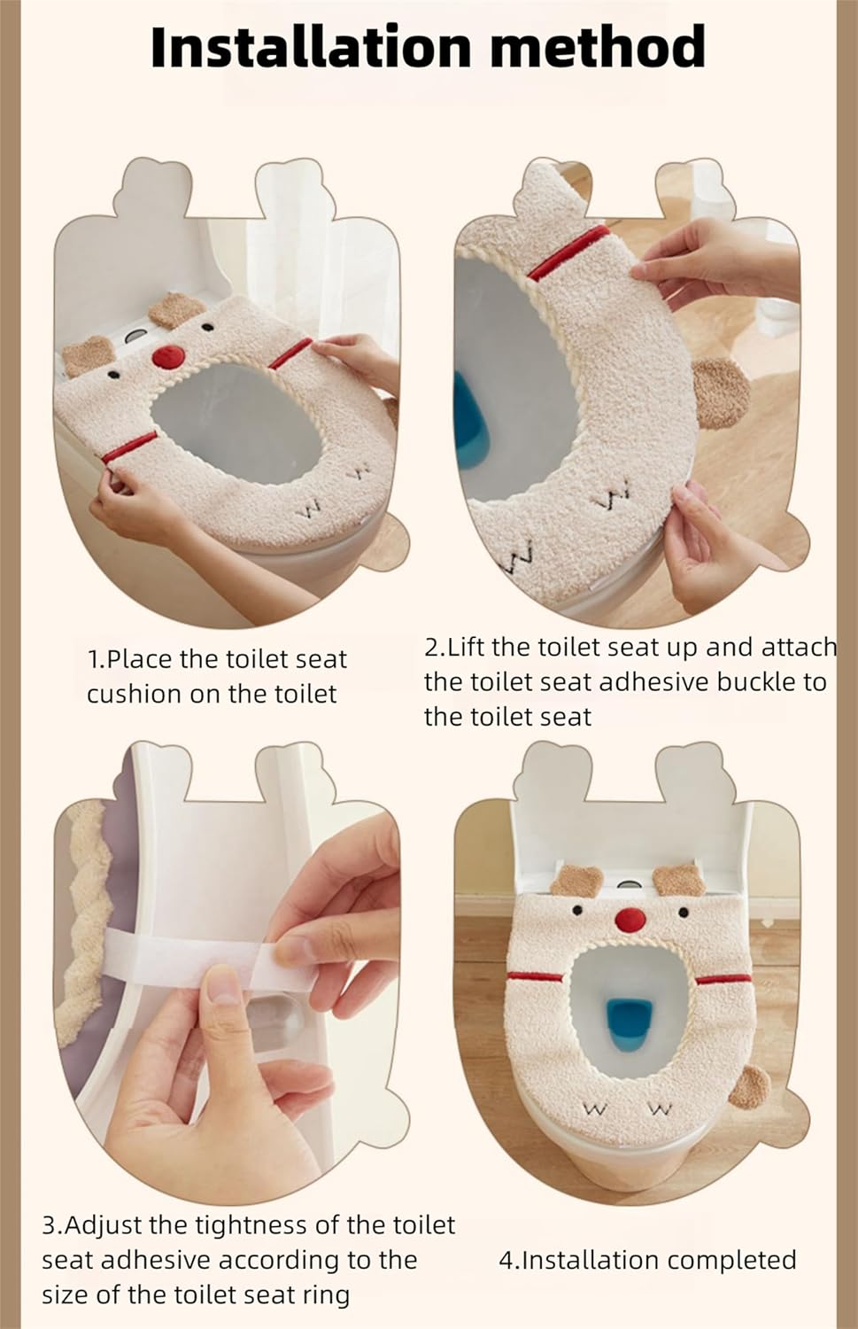 Thicken Toilet seat Cover Cushion Pads Soft Warm Toilet seat Covers Bathroom Toilet Seat Cover Mat Universal (Pink)
