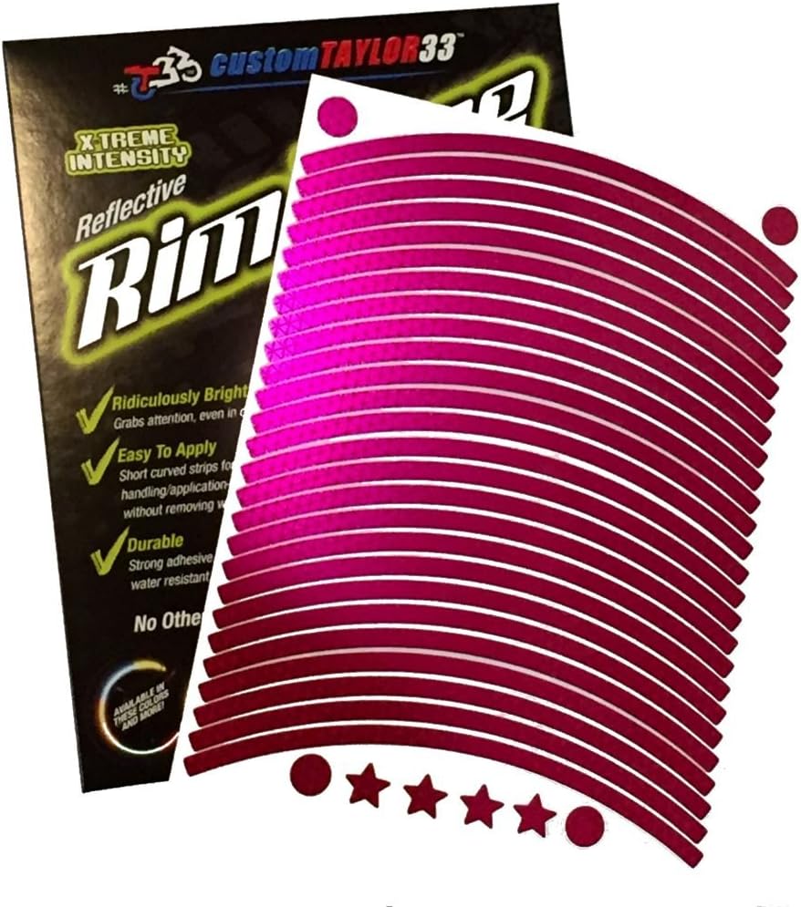 customTAYLOR33 New Special Edition Hot Pink High Intensity Grade Reflective Copyrighted Safety Rim Tapes, 15"/17" (Combination Rim Size)
