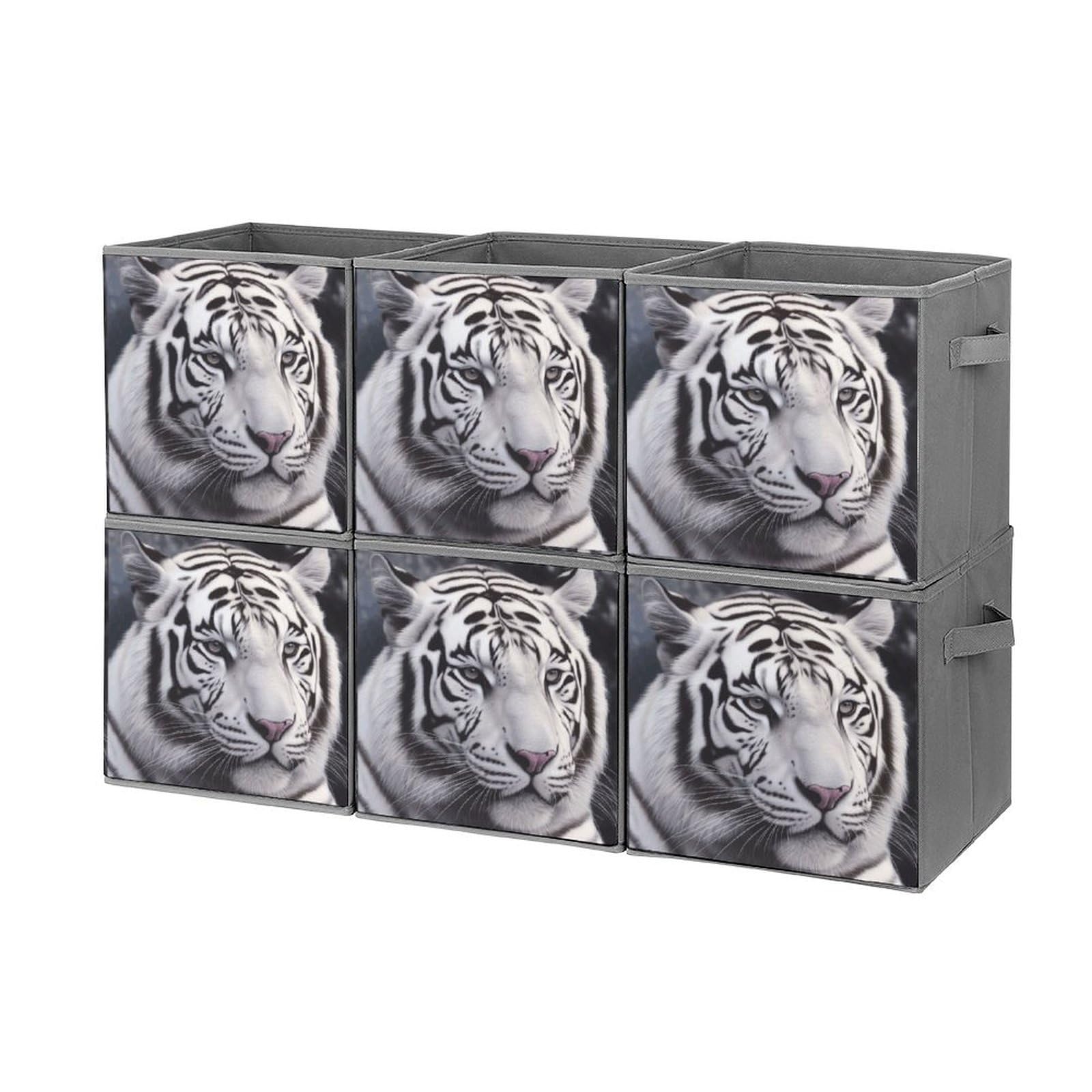 Boîtes de rangement pliables tigre blanc pour armoire modulable
