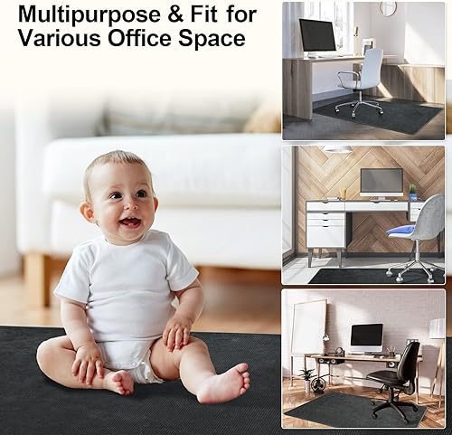 Miniatura 5 de Tapete antideslizante para silla de oficina para suelo de madera dura acogedor pasillo no curvo Yecaye 48 x 36 pulgadas tapete de silla de