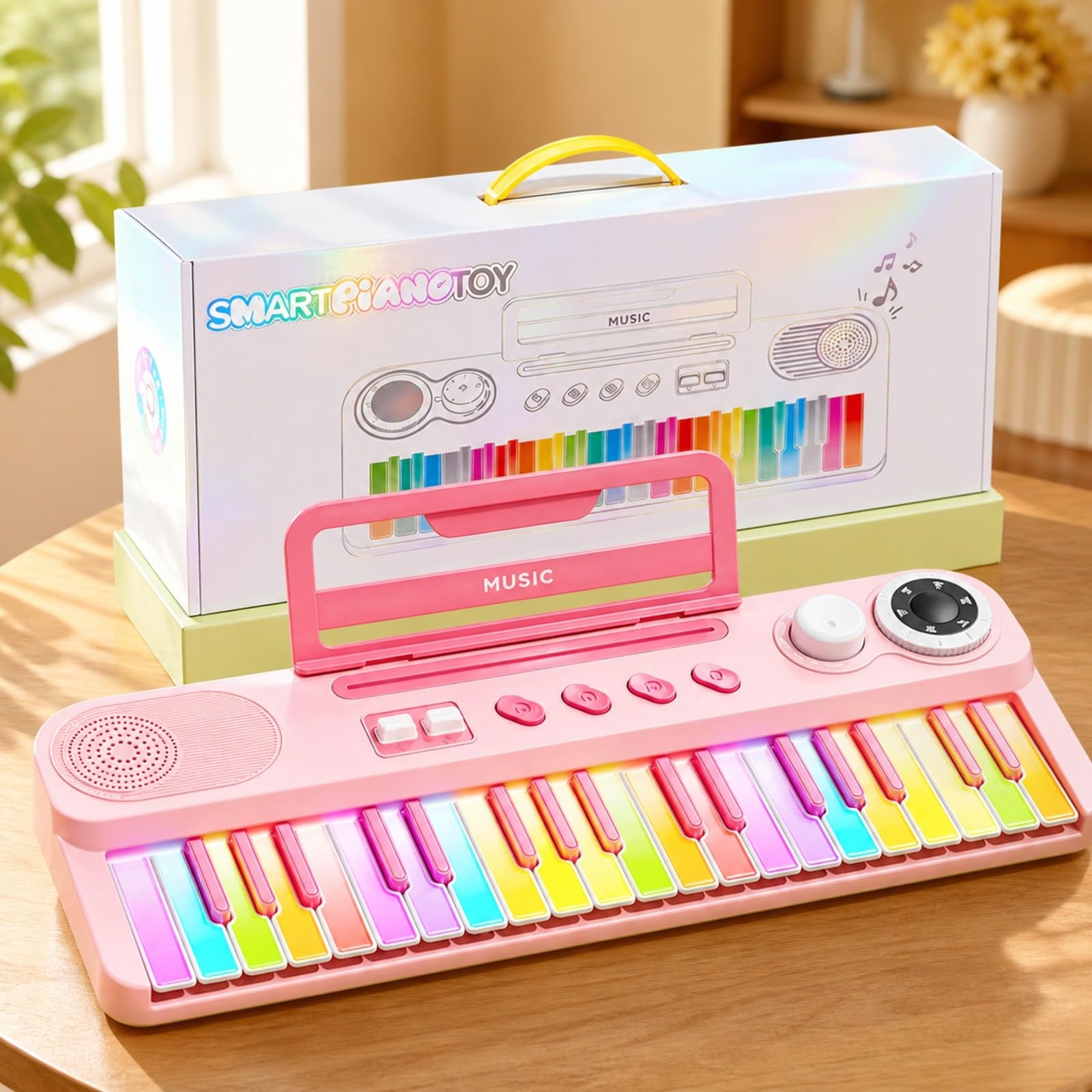Piano Électronique Support Éducatif | Pile Rechargeable Intégrée, Clavier Musical Tches Lumineuses, Multifonction, J, pr, Débutan