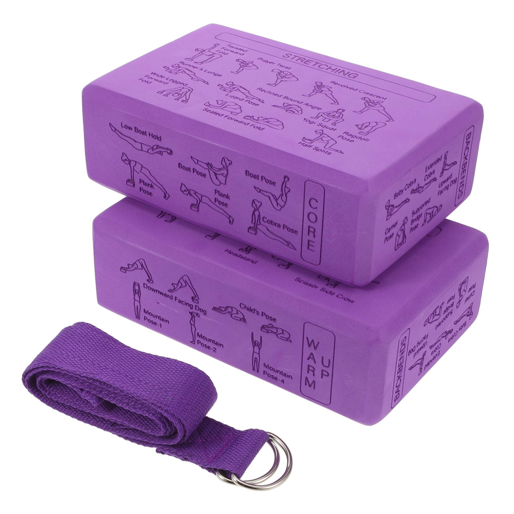 TOYANDONA Bloques de Yoga de Eva Alta Densidad Antideslizantes con Guías Impresas para Principiantes y Niños, Ideales para Entrenamiento de Equilibrio y Estiramiento