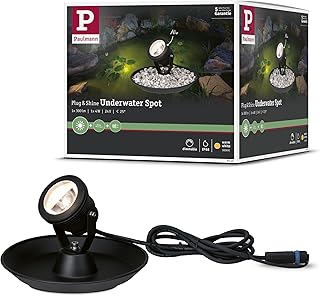 Paulmann 94209 Luminaria exterior LED Plug & Shine, estanque, redondo, incl. 1x2,8 W IP68, regulable, exterior, negro, luminaria jardín, aluminio 3000 K