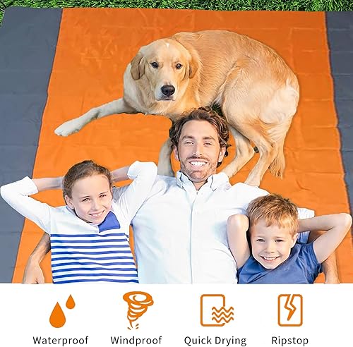 Miniatura 2 de BREENHILL Manta de playa de 79 x 83 pulgadas, resistente al agua, a prueba de arena, manta de playa grande para familia (2-4), manta de picnic