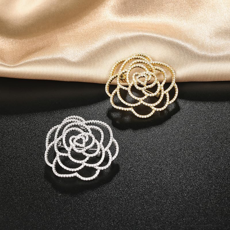 Flower Brooch for Women Rhinestone Flower Brooch Pins Floral Brooches Jewelry Gift for Mom Wife - Image 7