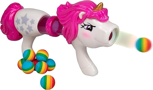 Hog Wild Unicorn Power Popper - Juguete de espuma para disparar bolas de arco iris de fuego rápido hasta 8 bolas de espuma, juego en interiores o