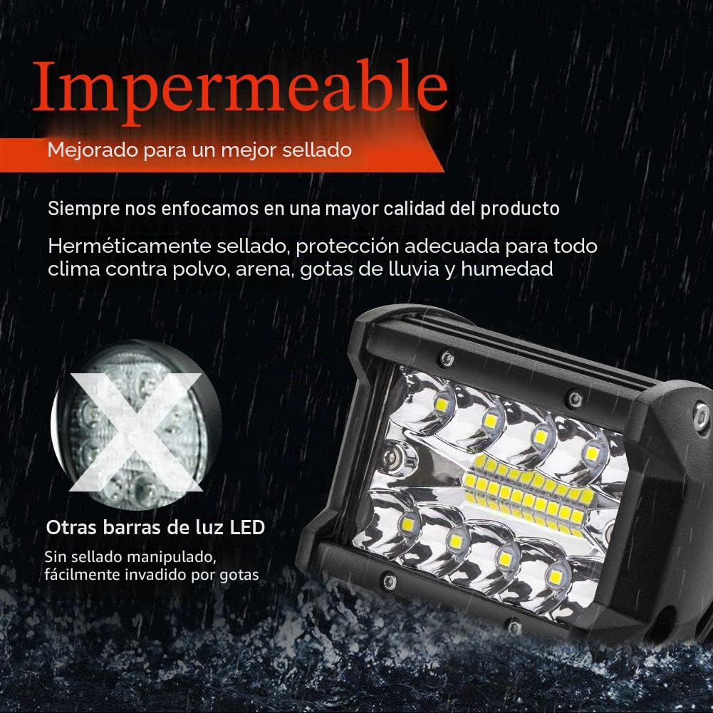 Safego 4" 60W Faro Trabajo LED Focos de Coche 12V 24V Faros LED Tractor 6000LM 6500K IP67 Impermeable Off-Road Foco de Trabajo Led para Tractor Camión Moto ATV SUV Barco, 10PCS